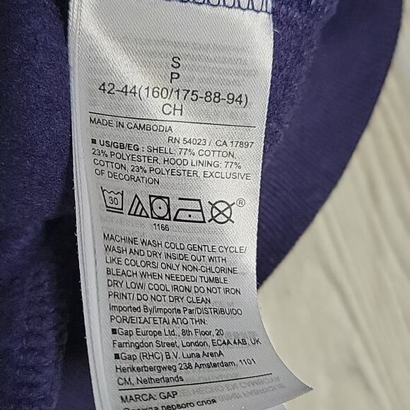 GAP Vintage Soft Hi-Low Hoodie Sweatshirt Rainbow Gem Logo Womens Small - Picture 9 of 10